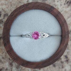 Pink Celtic Ring 925 Sterling Silver